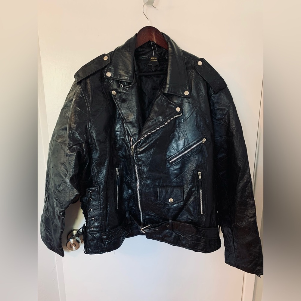 Rebel Ryder Black Leather Jacket 4XL